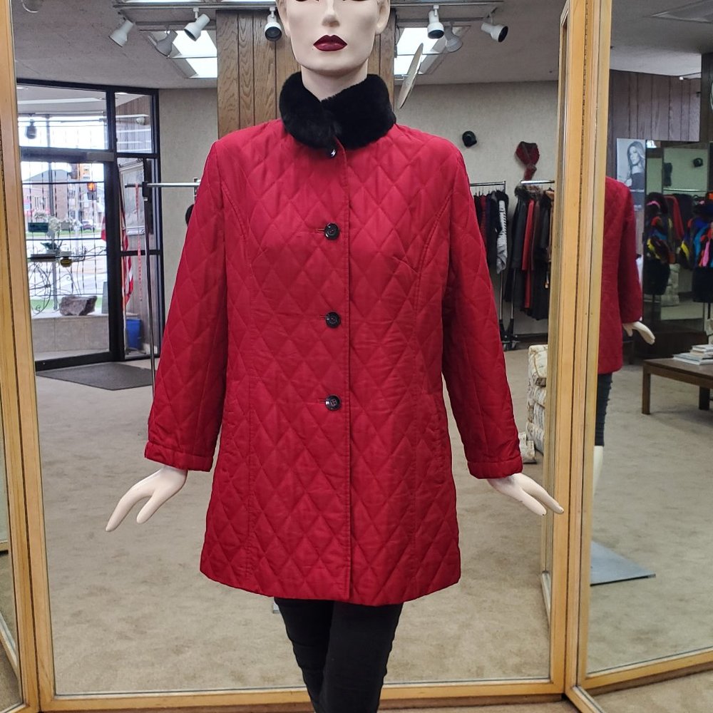 Taffeta Silk Jkt with Fur Trim
